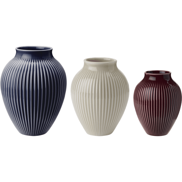 Knabstrup Keramik Mini vas 3 Stk Ripple Berry, Sand, Dark Blue - NO_SIZE Vaser Från Magasin - 0008 (NO_SIZE)