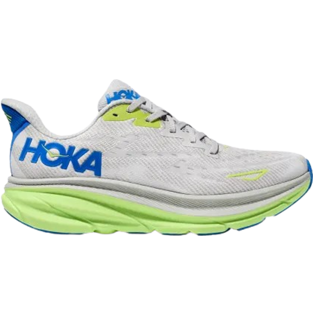 HOKA Men's Clifton 9 Road Running Shoes in Stardust/Electric Cobalt, Size 8