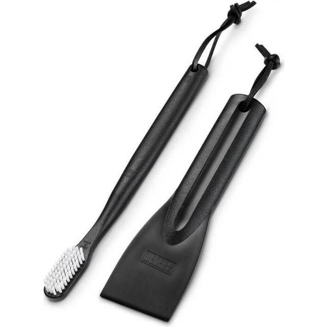 Weber Rengöringsset för Brännare & Grillkammare, för enkel Rengöring av alla Grills, Består av Skrapa/Spatel och Mini-Borste, Diskmaskinssäker - Svart (6202)