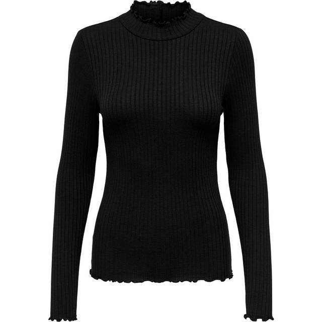 JDY Jdyfransiska L/S Rib Top JRS Noos långärmad, Svart, XS