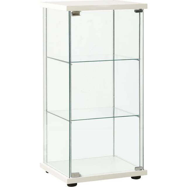 vidaXL Storage Cabinet Tempered Glass White Cupboard Sideboard Bookcase Indoor