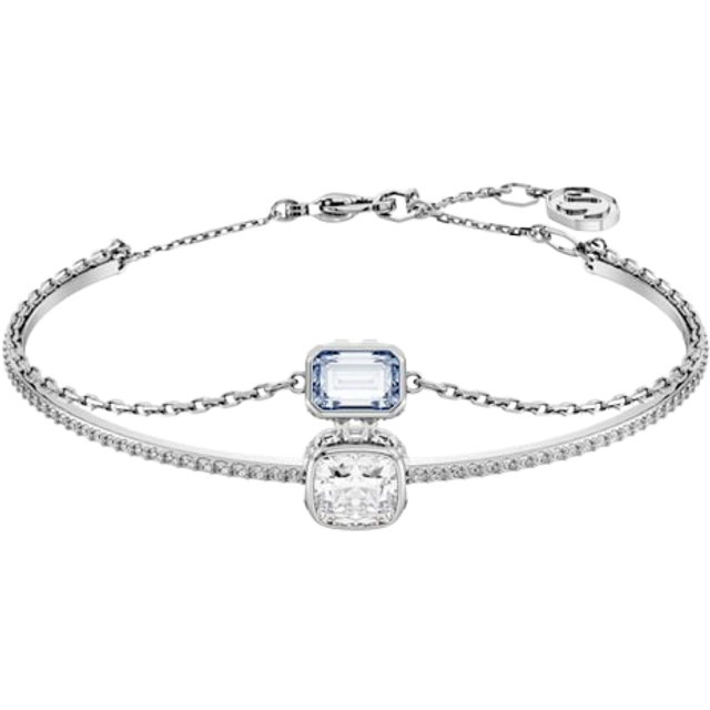 Swarovski Stilla Mixed Cut Blue Rhodium Bangle - Silver - 16.5cm