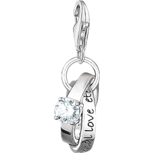 Thomas Sabo Dam berlock vigselringar bröllop charm klubb 925 sterlingsilver 0673-051-14, Glas, Zirkonia