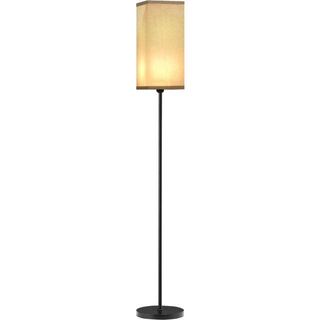 HOMCOM Standing Floor Lamp with Linen Shade for Living Room, Bedroom, Black