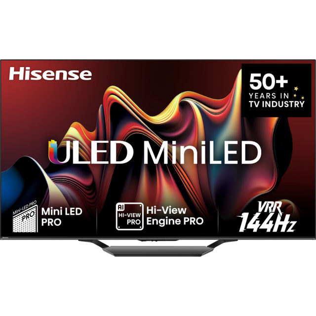 55" HISENSE 55U7NQTUK Smart 4K Ultra HD HDR Mini LED TV with Amazon Alexa, Black