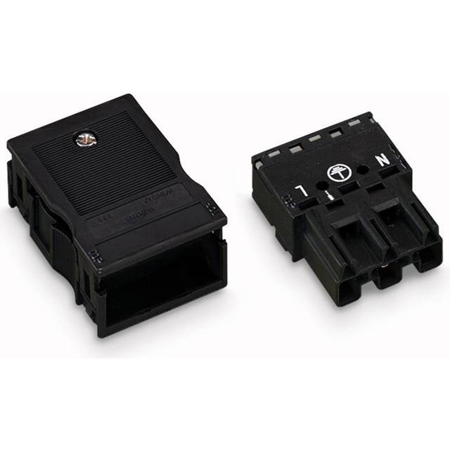WAGO 770-113 3 Pole 10mm Plug with Strain Relief Black