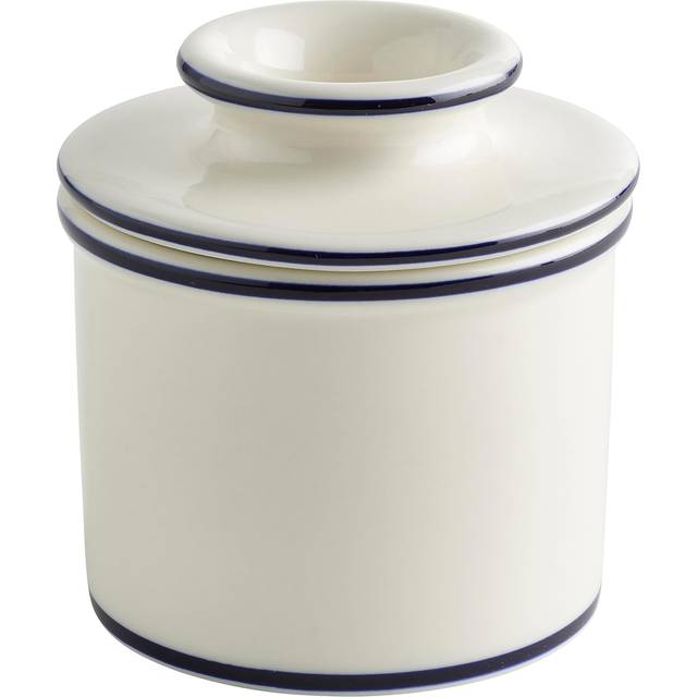 - The Original Butter Bell crock by L Tremain, a Countertop French Ceramic Butter Dish Keeper for Spreadable Butter, Le Bistro, White with Blue Trim