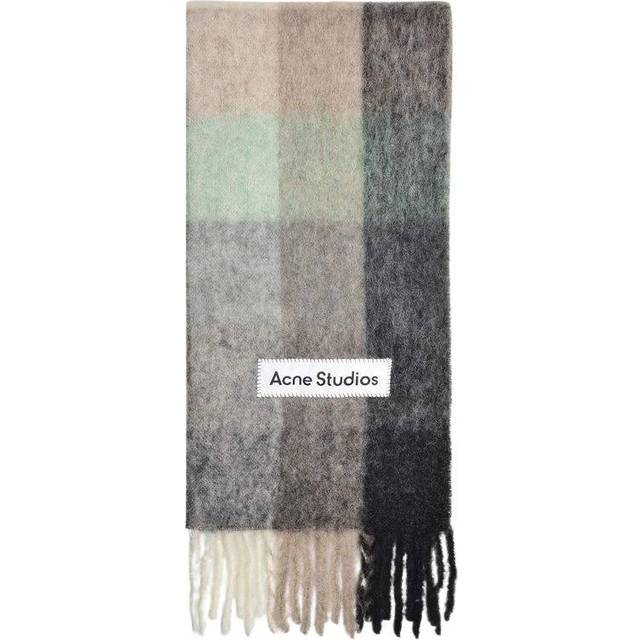 Valley Check Print Fringed Scarf - Green/Grey/Black - Swedish brand Acne Studios is known for its timeless and minimalistic designs that feature eclectic prints and fabrics. The label's playful approach has developed since launching as a denim brand almost thirty years ago with the brand now creating full collections including everything from accessories to outerwear.