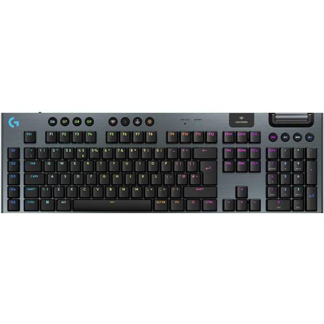 Logitech G Trådlöst G915 X LIGHTSPEED-speltangentbord med låg profil in Svart, UK English (Qwerty)