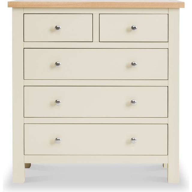 Cream chest of 5 drawers 2 over 3 painted solid wood bedroom storage oak farrow