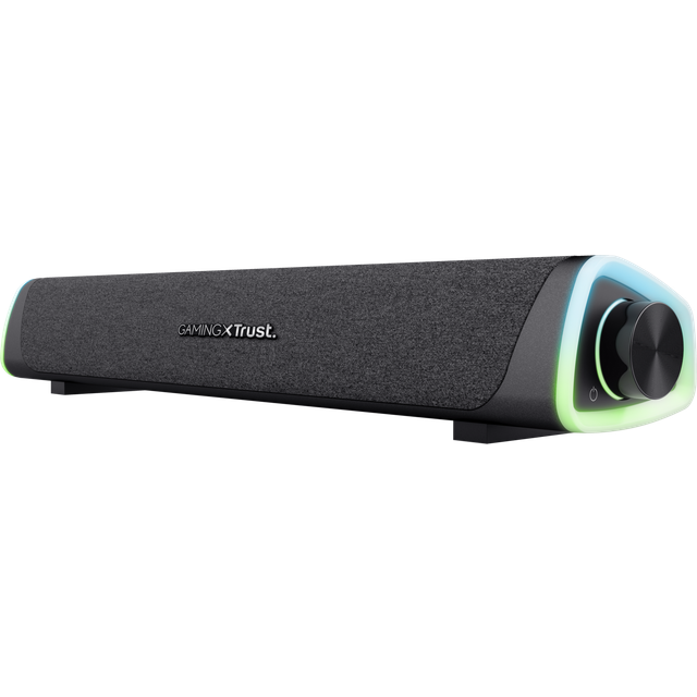 Trust Gaming GXT 620 Axon 12W RGB upplyst ljudfält, USB-ström, 3,5 mm AUX, PC-högtalare för bärbar dator, smartphone, surfplatta, TV - svart