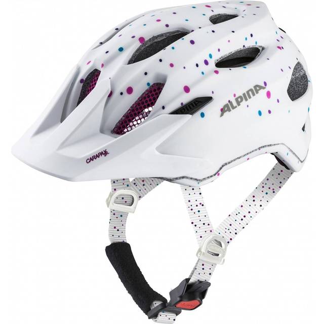 ALPINA Unisex - Barn, CARAPAX JR. Cykelhjälm, white polka dots matt, 51-56 cm