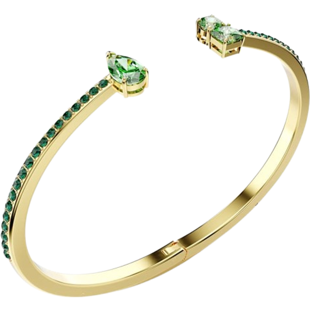 Matrix cuff, Mixed cuts, Green, Gold-tone plated