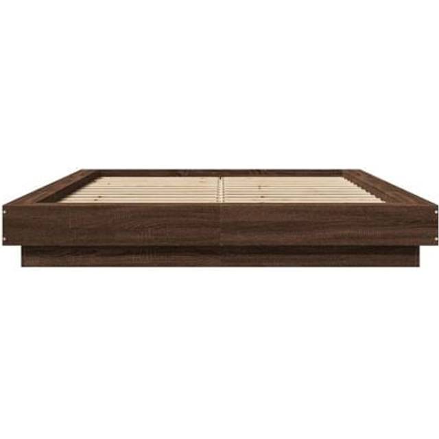 vidaXL Bed Frame with LED Lights without Mattress Sonoma Oak 140x200cm - Brown