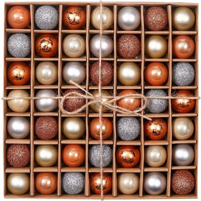 "Valery Madelyn 49Pcs 1.2""/3cm Copper Sensation Christmas Baubles Ornaments, Shatterproof Christmas Tree Balls Pendants Table Decorations"