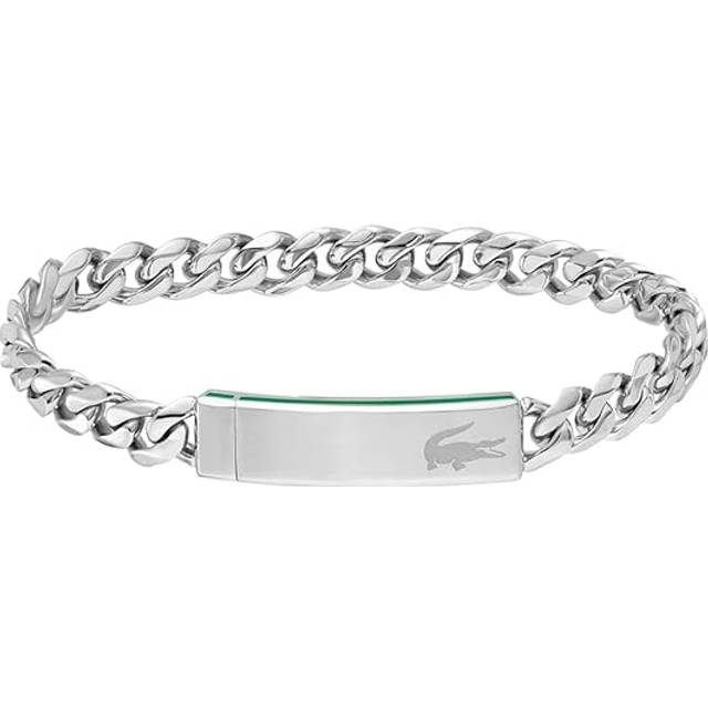 Lacoste mäns BASELINE Collection kedjearmband finns i svart eller silver, En storlek, Rostfritt stål, Ingen ädelsten