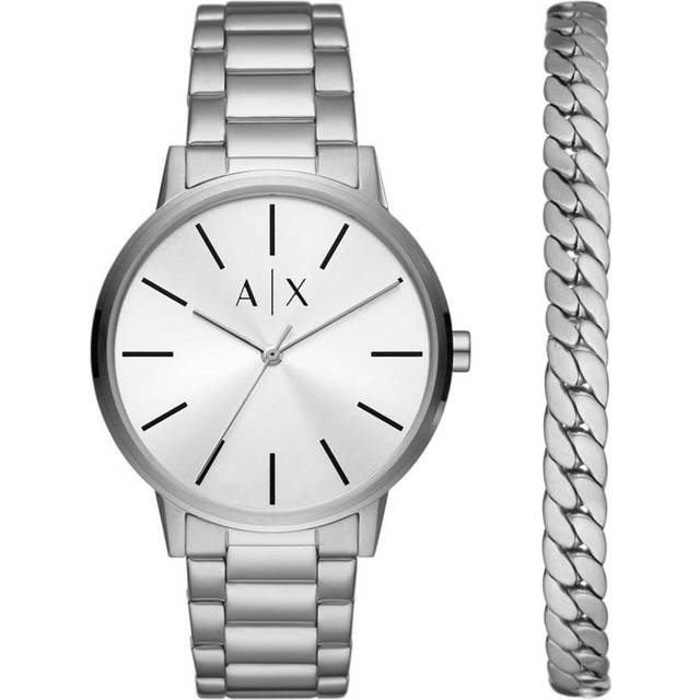 Armani Exchange Cayde Stainless Steel Watch And Bracelet Set