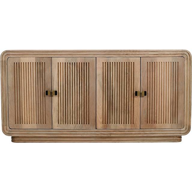 Brooklyn Hudson 4 Door Carved Mango Wood Large Sideboard - Brown