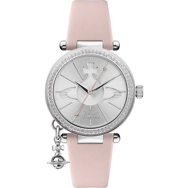 Vivienne Westwood Ladies Orb Pastelle Silver Dial Pale Pink Leather Strap Watch VV006SLPK