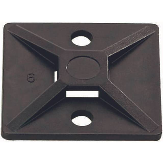 HellermannTyton Cable Tie Mount, Self Adhesive, 28 x 28mm, Black, Pack of 100