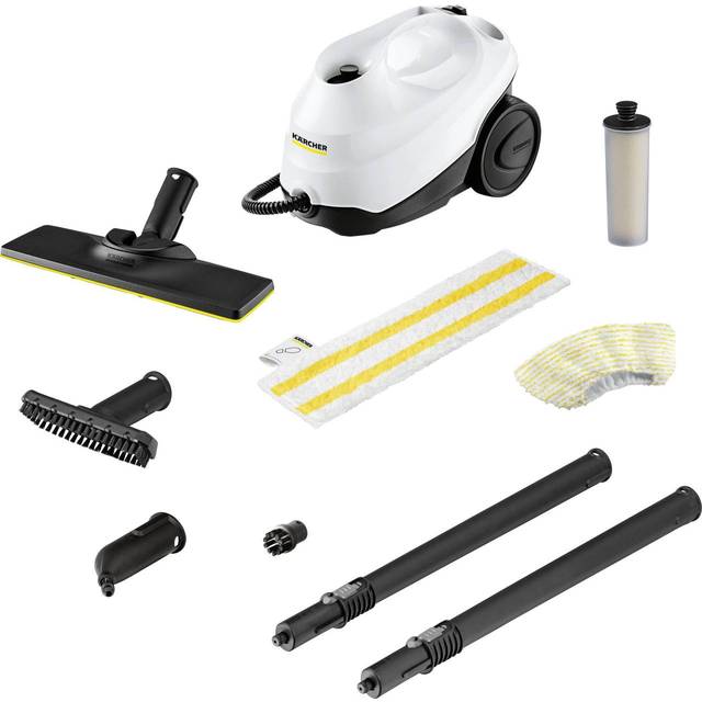 Kärcher ångtvätt SC 3 EasyFix (kort uppvärmningstid: 30 sekunder, yta per tankfyllning: ca. 75 m², påfyllbar tank, 1st avkalkningspatron, parkeringsläge, EasyFix + förlängningsrör, munstycke)