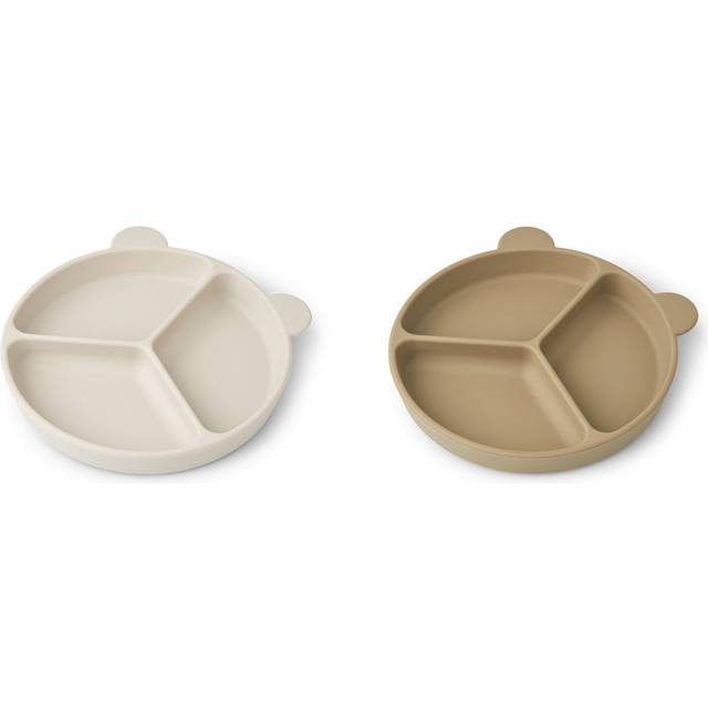 Liewood Stacy delad barntallrik 2-pack Sandy-Oat - Beige