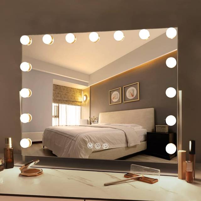 FENCHILIN 80x58cm Hollywood Vanity Mirror with Lights Table Wall Mount