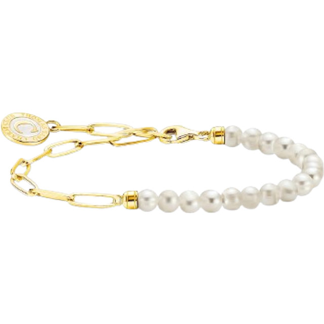 Thomas Sabo Ladies' Sterling Silver 18ct Gold Plated Yellow Freshwater Pearl Beaded Bracelet