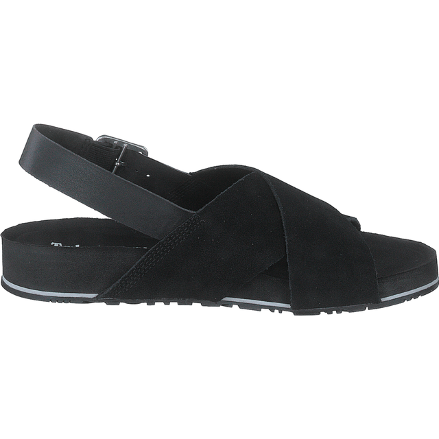Timberland Women's Malibu Waves Basic X Strap Sandal  Black Suede  9.5