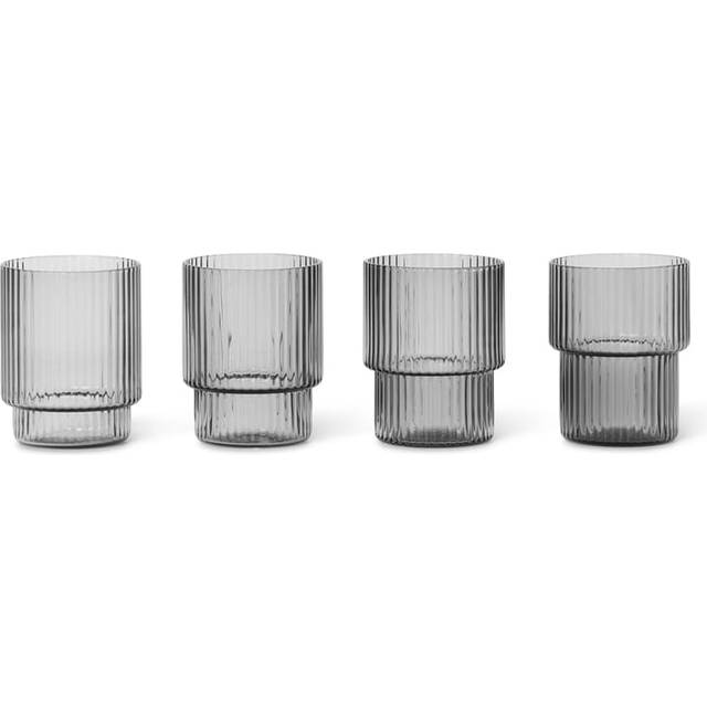 Ferm Living - Ripple Shot Glass Set of 4 - grau/H x Ø 6,2x5,2cm/jedes Stück ein Unikat - grey (6.2 x &#8960;5.2cm)
