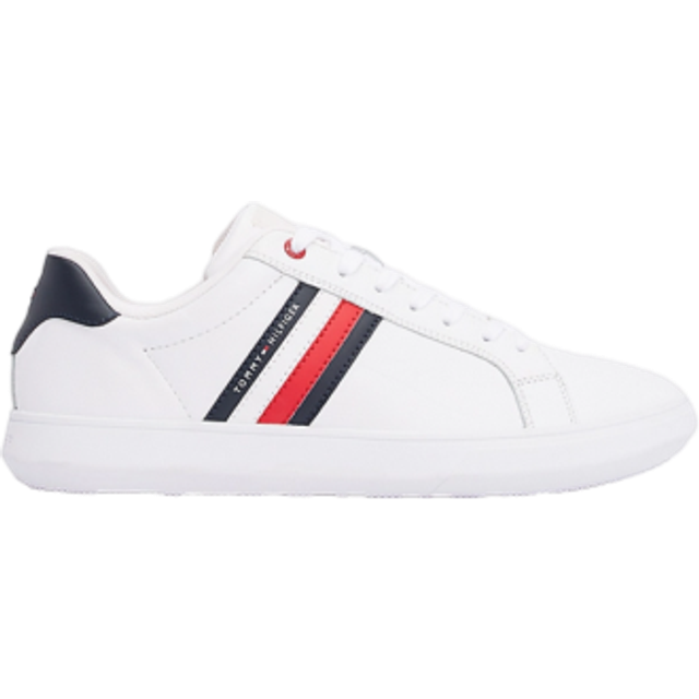 Tommy Hilfiger Herr Essential läder Cupsole sneakers, vit, Large UK, Vitt