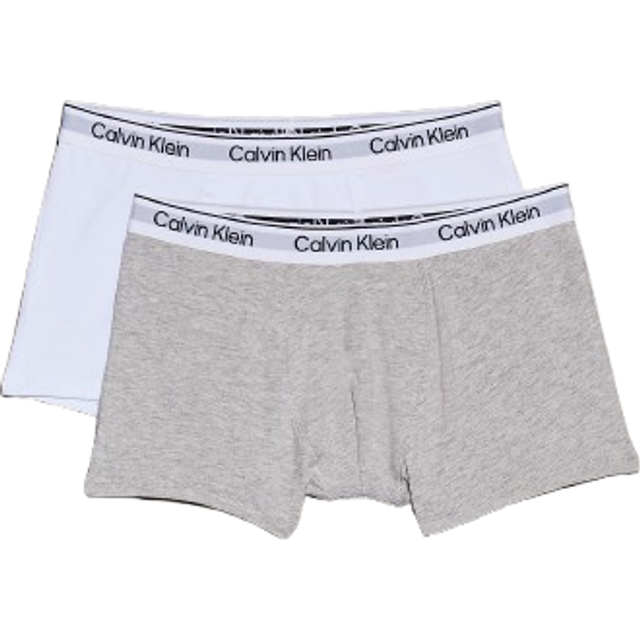Calvin Klein Boy's Boys 2-Pack Modern Cotton Boxer Trunks, Heather Grey / White - Size: 8 years/9 years/10 years
