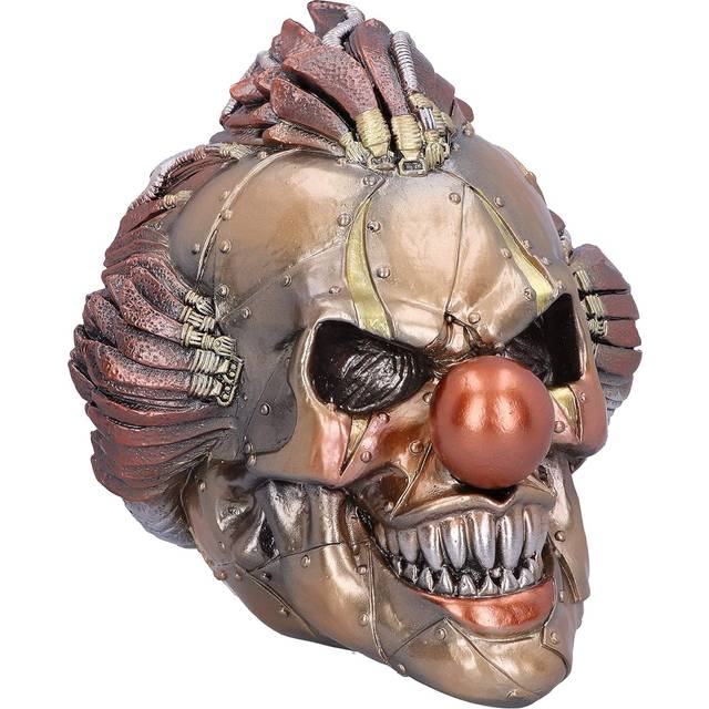 Mechanical Laughter Horror Steampunk Clown Skull Ornament, Bronze, 18cm, Polyresin