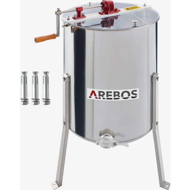 AREBOS Manual Honey Extractor | Tangential Extractor | 4-Combs Extractor | 4 -Frame Extractor | Stainless Steel Honey Extractor