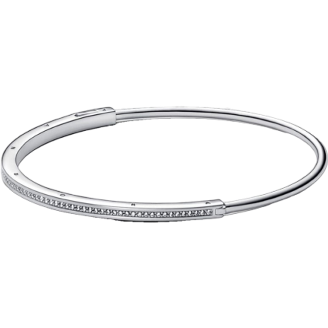 PANDORA Signature Logo Pavé & Perlen Ring in der Farbe Silber aus Sterling-Silber mit Cubic Zirkonia - Größe: 54, 192312C01-54