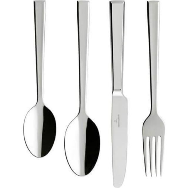 Villeroy & Boch – Victor bestickset, 24-delad silver/platina, diskmaskinssäker, bestick, knivar, gafflar, skedar, lyxbestickset, rostfritt stål
