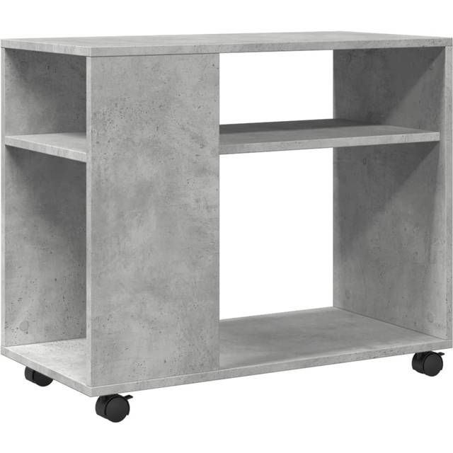 vidaXL Side Table with Wheels Concrete Grey 70x35x60 cm Engineered Wood