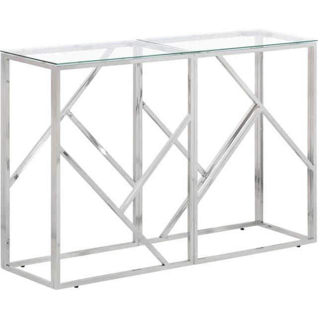 vidaXL Console Table Silver Stainless Steel and Tempered Glass