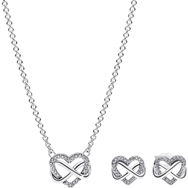 Pandora Sparkling Infinity Heart Necklace & Stud Earrings - Sterling silver / Multicolor