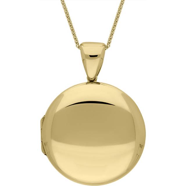 9ct Yellow Gold Round Locket Pendant Necklace D - Gold