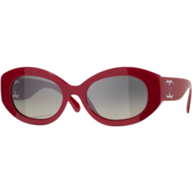 CHANEL oval Sunglasses 175971 Red