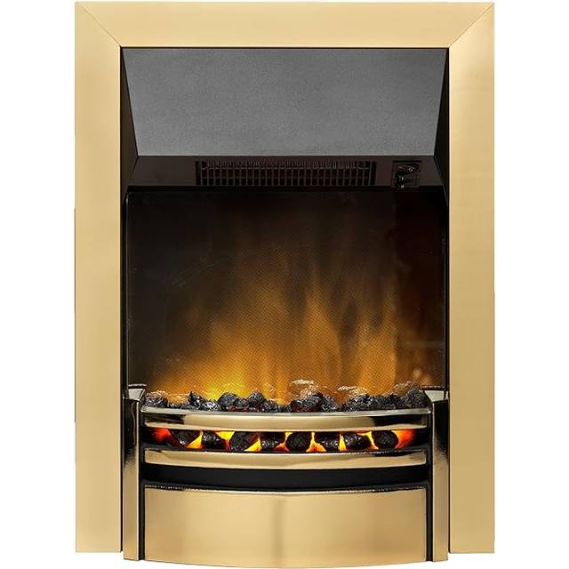 Dimplex Kansas Optiflame Electric Inset Fire, Brass, 46.3cm W (61.5cm H X 46.3cm W X 16cm D)