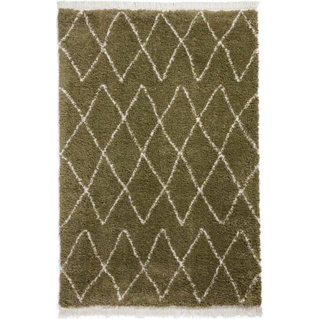 Think Rugs Boho Green Rectangle 080 x 150cm Polypropylene Berber 8280, Green