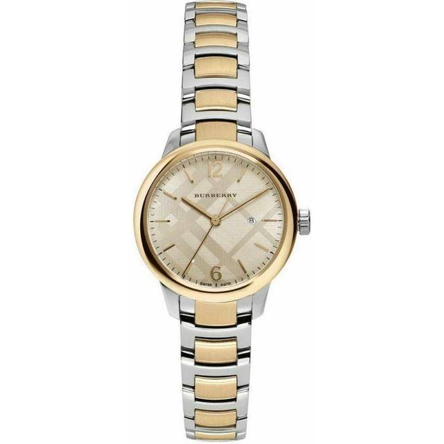 Burberry Womens Watch Swiss The Classic Round TwoTone Stainless Bracelet BU10118 - Cream