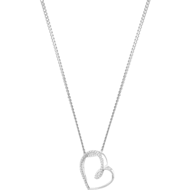 Sterling Silver Cubic Zirconia Open Swirl Heart Necklace 247/298 8.13.0034