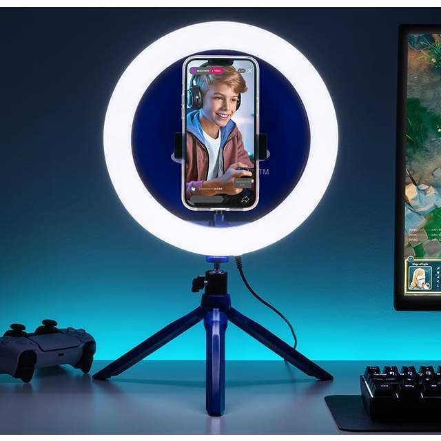PlayStation Streaming Light – officiellt licensierad justerbar ringlampa med telefonhållare, 3 ljuslägen, varm, cool och neutral, present till pojkar | Paladone