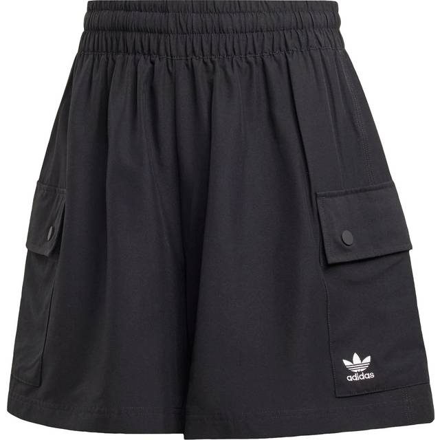 adidas Originals – Essentials – Svarta, vävda cargoshorts med hög midja-Svart/a