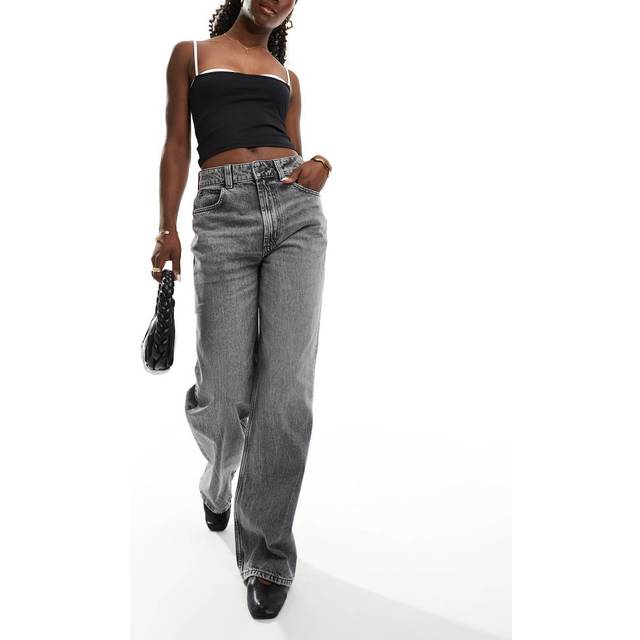 ASOS DESIGN – Grå dad jeans med vida ben-Grå/a