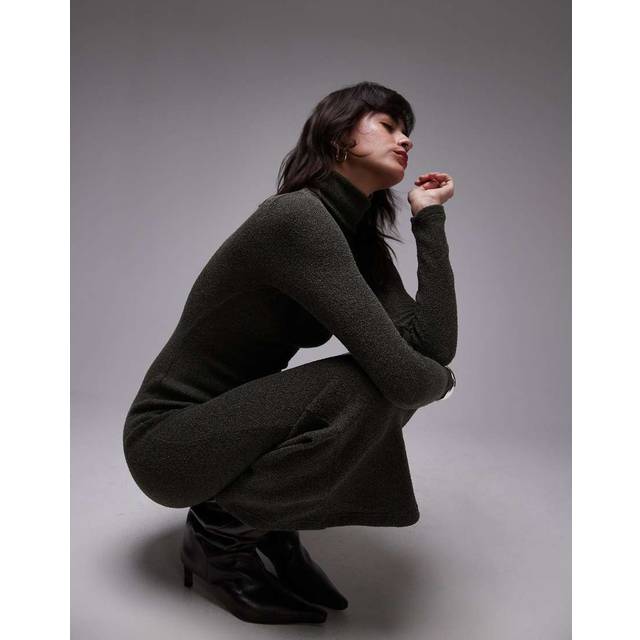 Knitted turtleneck dress green - Woman - 12 - MANGO - Green