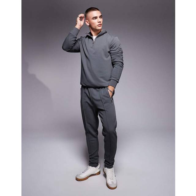 Mens River Island Grey Slim Fit Stretch Textured Joggers - XS